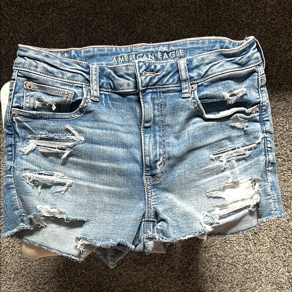 Worn once- American Eagle Outfitters Blue Distressed Jean Shorts